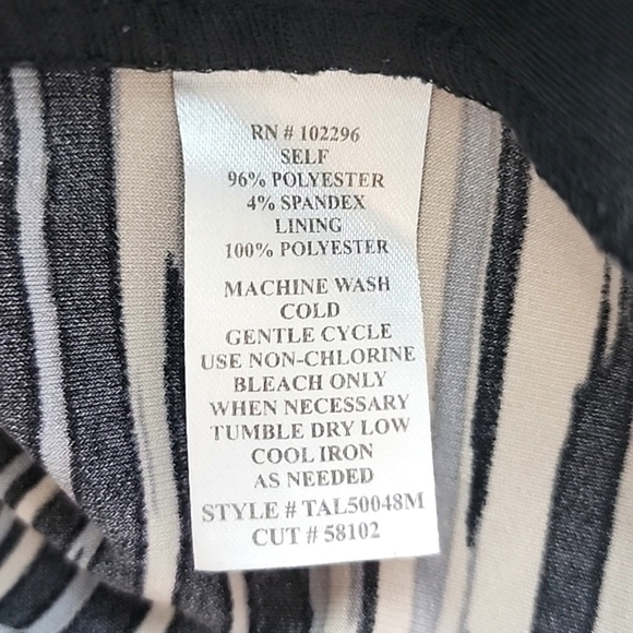 Connected Apparel Tiered Sheath Dress  Beige Black Stripes 1/2 Sleeves Size 16 - Picture 10 of 15